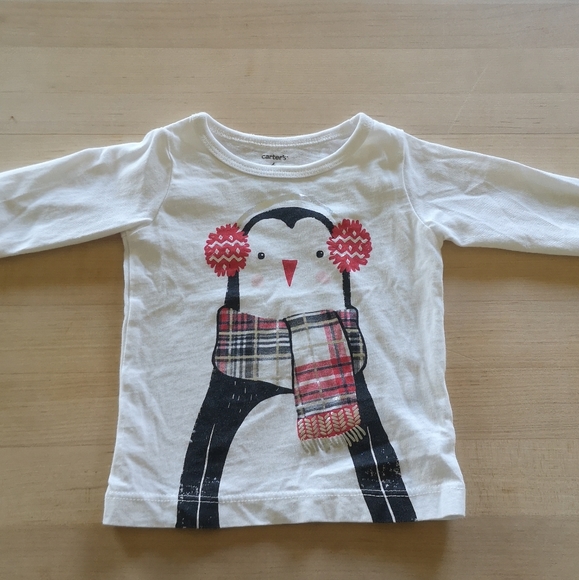 Baby Girl 6 Month Winter Penguin Long Sleeve Shirt - Picture 1 of 6